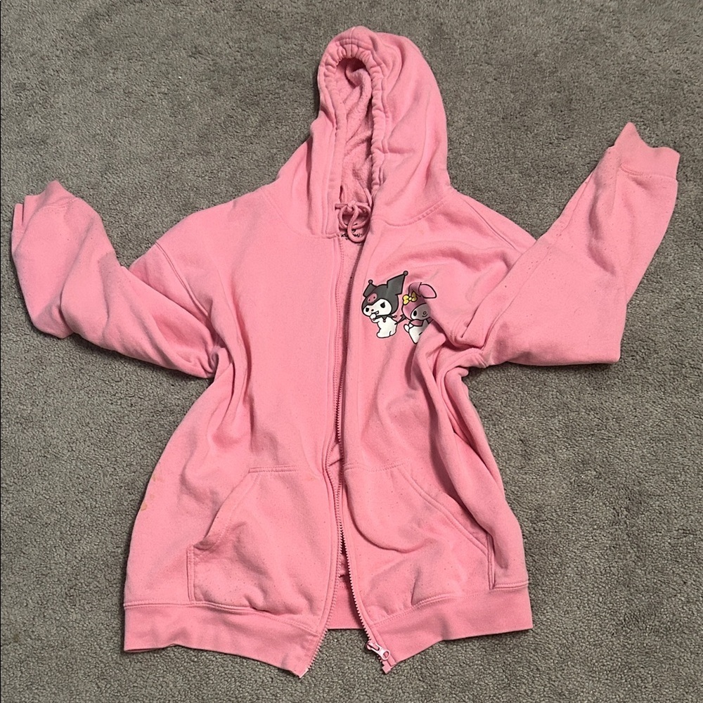 Sanrio Pink Zip-Up Hoodie with Character Print